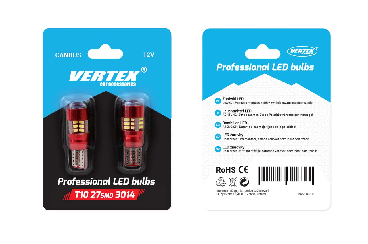 LED VERTEX CANBUS 27SMD 3014 T10e (W5W) White 12V/24V LED VERTEX CANBUS 27SMD 3014 T10e (W5W) White 12V/24V