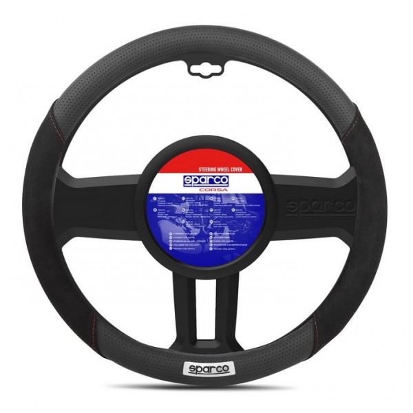 Κάλυμμα Τιμονιού Sparco Suede κόκκινη ραφή 37-38cm SPC1112BK Κάλυμμα Τιμονιού Sparco Suede κόκκινη ραφή 37-38cm SPC1112BK