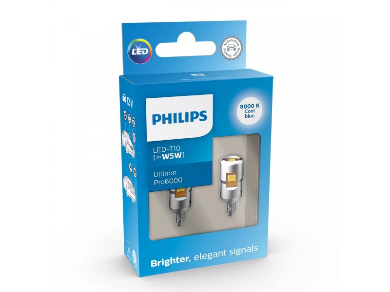PHILIPS Pro6000 4000K LED T10 W5W Λάμπες Ζεστό Λευκό 2τμχ PHILIPS Pro6000 4000K LED T10 W5W Λάμπες Ζεστό Λευκό 2τμχ