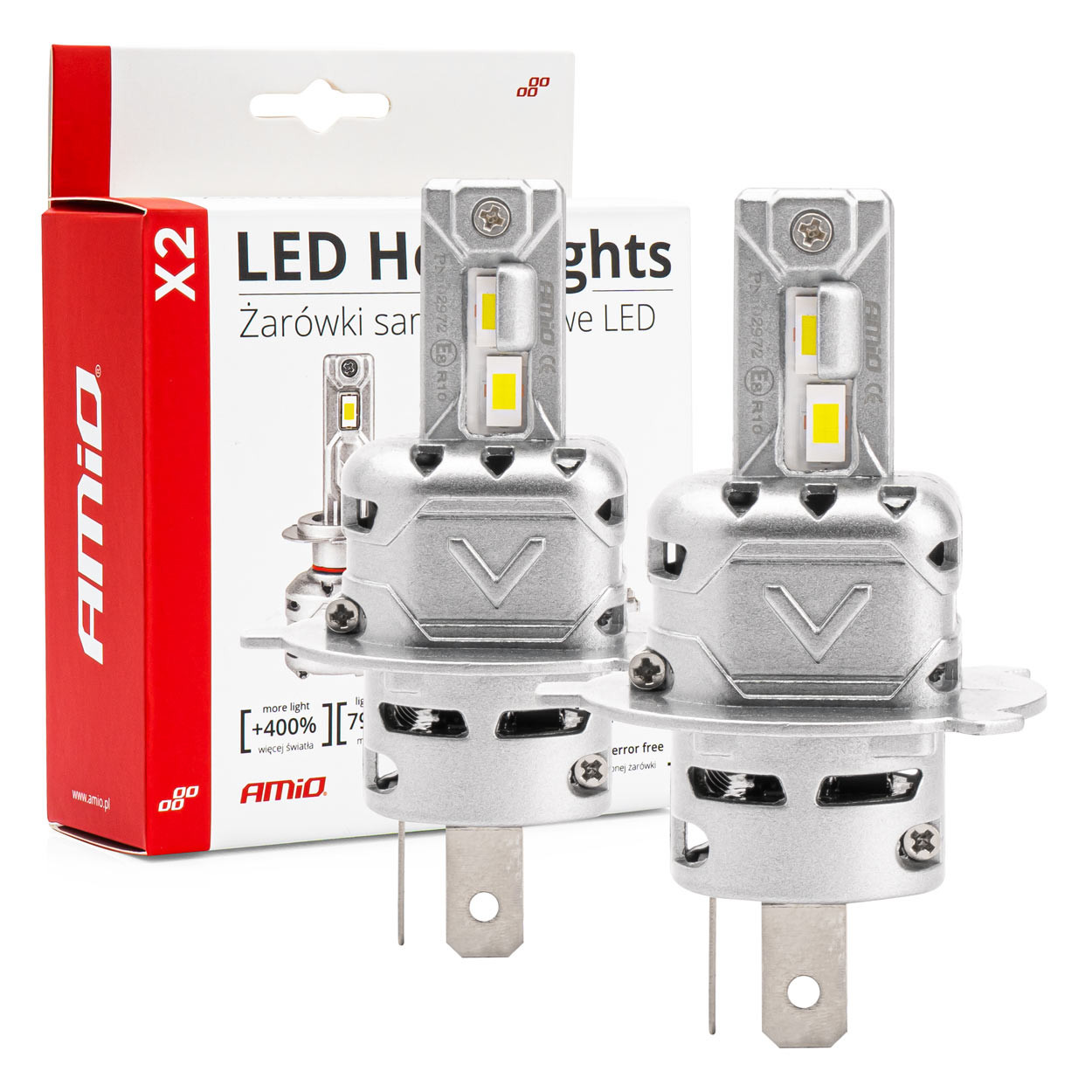 AMiO Λάμπες Αυτοκινήτου H4 Canbus LED 6500K Ψυχρό Λευκό 72W 2τμχ AMiO Λάμπες Αυτοκινήτου H4 Canbus LED 6500K Ψυχρό Λευκό 72W 2τμχ