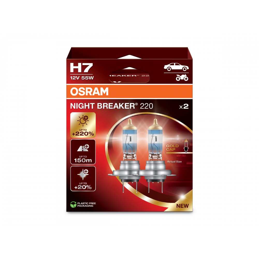 H7 12V +220% 55W PX26d OSRAM NIGHT BREAKER? 220 2τμχ H7 12V +220% 55W PX26d OSRAM NIGHT BREAKER? 220 2τμχ