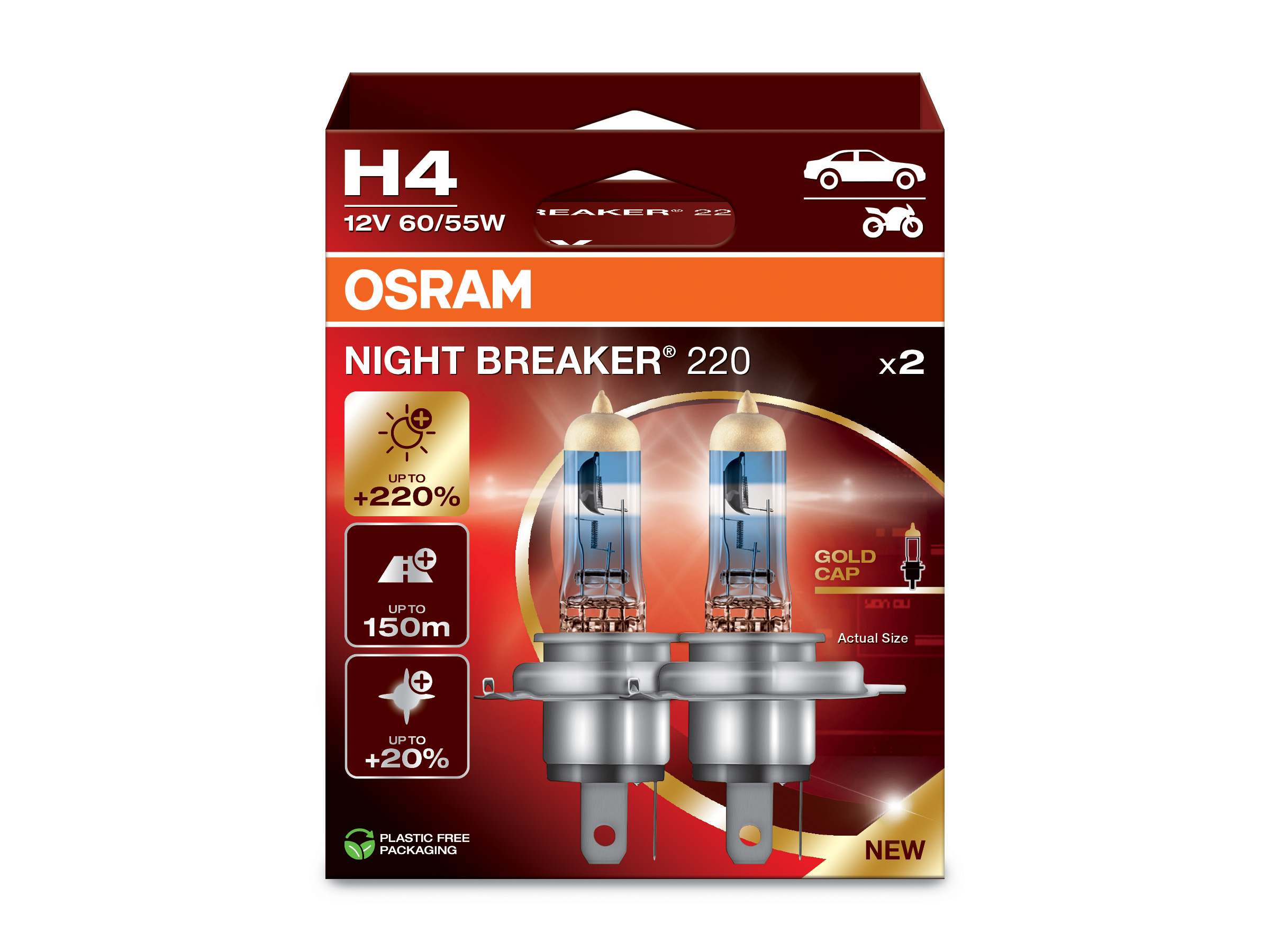 H4 12V 60/55W +220% 55W PX26d OSRAM NIGHT BREAKER? 220 2τμχ H4 12V 60/55W +220% 55W PX26d OSRAM NIGHT BREAKER? 220 2τμχ