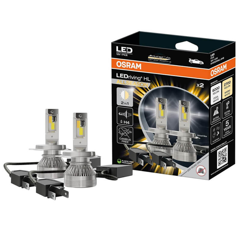 Λάμπες Led H4 Osram Canbus 12volt 45/45watt Ledriving HL Allseason 2 In 1 60000k-2700k 64193DWALL-2HB 2 Τεμάχια Λάμπες Led H4 Osram Canbus 12volt 45/45watt Ledriving HL Allseason 2 In 1 60000k-2700k 64193DWALL-2HB 2 Τεμάχια