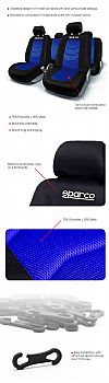 Καλύμματα Αυτοκινήτου Πλήρη Sparco Polyester-Mesh μαύρο-μπλε